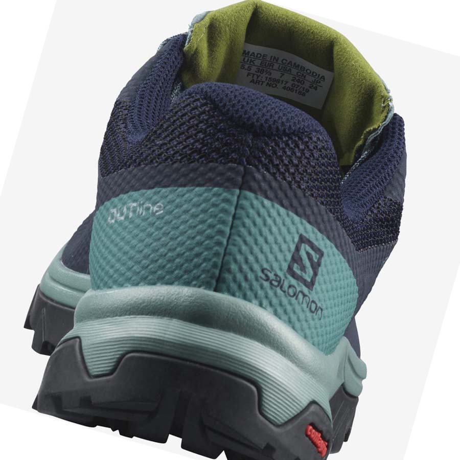 Salomon WoOUTLINE GORE-TEX Túracipő Női Fekete Zöld | HU 2829LIS